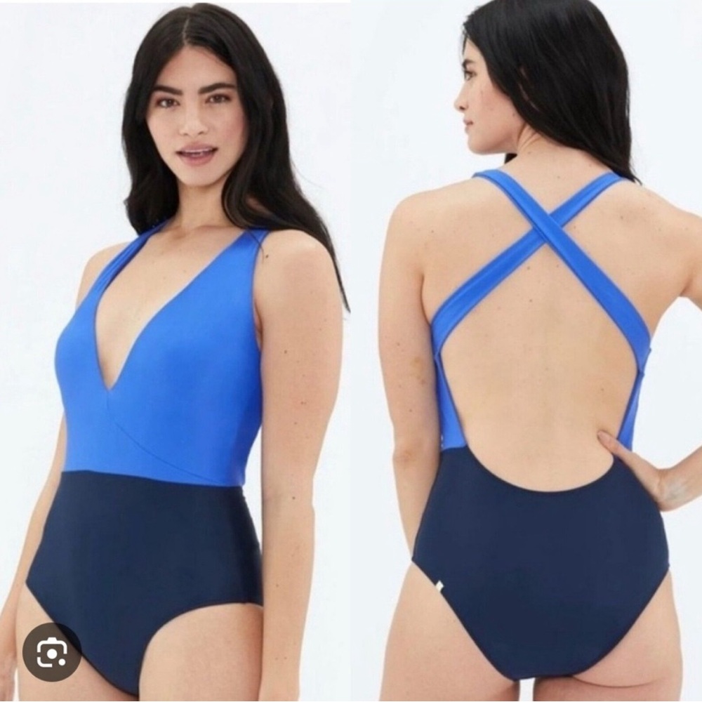 Summersalt Blue Deep Dive Size 6 Colorblock One Piece Swimsuit